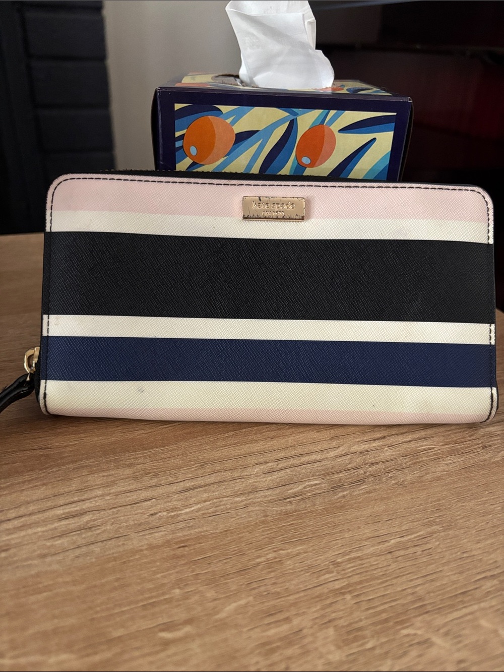 Kate Spade Striped Zip-Around Wallet